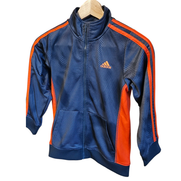 Adidas Boy's Zip Sweatshirt Navy Orange Size 7 / 7X - Picture 2 of 7